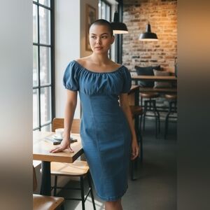 Derek Heart Y2K Blue Denim Midi Dress